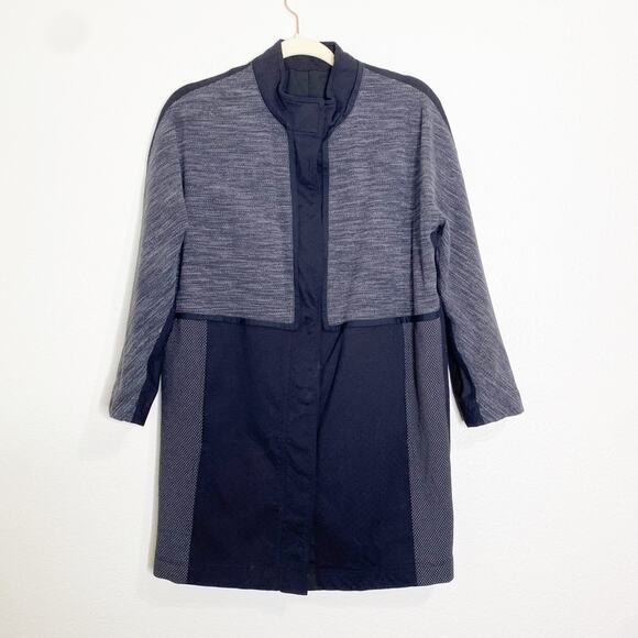 lululemon cacoon car coat black grey long jacket size small - Picture 1 of 9
